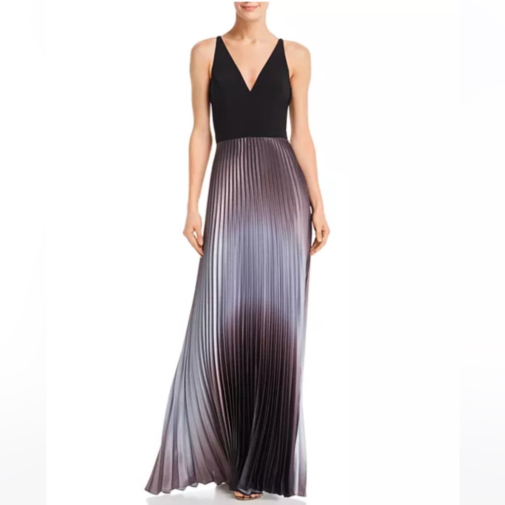 NWT Elegant Black and silver Pleated Gown
